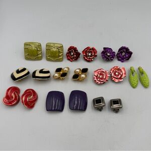 Vintage Clip-On Earrings Lot Statement Costume Jewelry